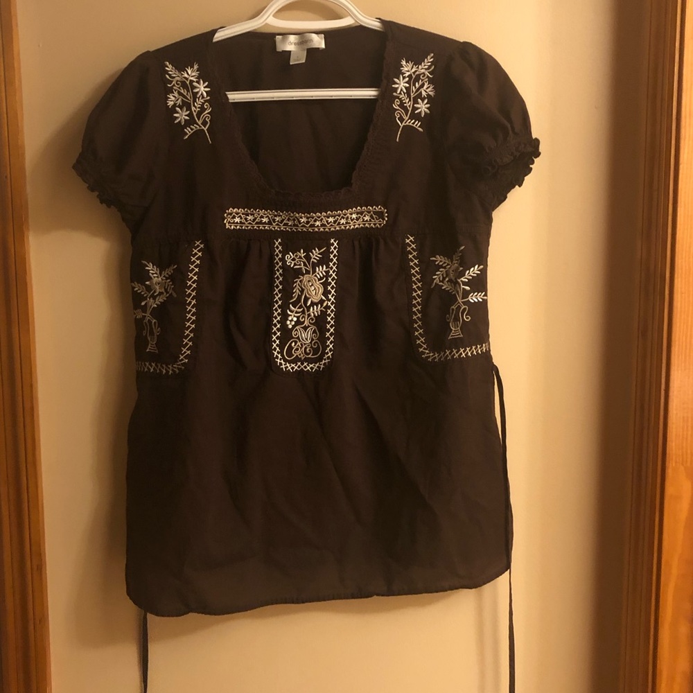 Dress Barn brown too with white floral stitching